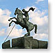 Статуя Георгия Победоносца у подножия Обелиска Победы на Поклонной горе. Установлена в 1995 г. Скульптор З. К. Церетели. Памятники Москвы. История. Адрес. Как добраться. Где находится. Как проехать. Ближайшая станция метро. Все Фото Виды Достопримечательности Москвы. www.openmoscow.ru